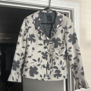 Evan Picone Cream and Gray Floral Blazer